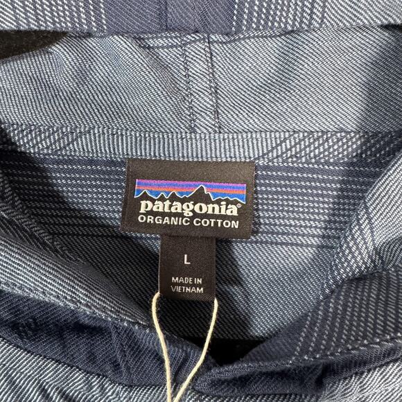 Patagonia Hoodie Mens Large Blue Lightweight Fjord Flannel Hoody Striped Organic - Picture 6 of 16
